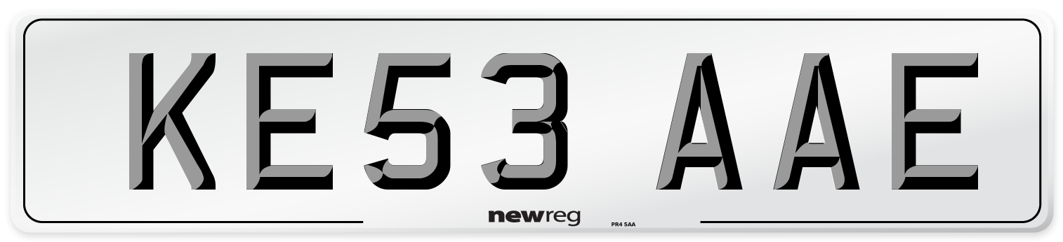 KE53 AAE Number Plate from New Reg